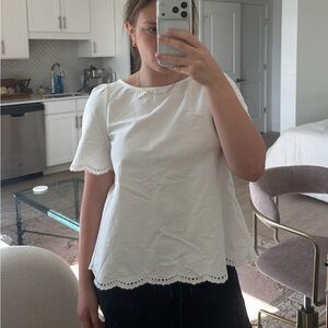 A.P.C. White Scalloped Edge Blouse